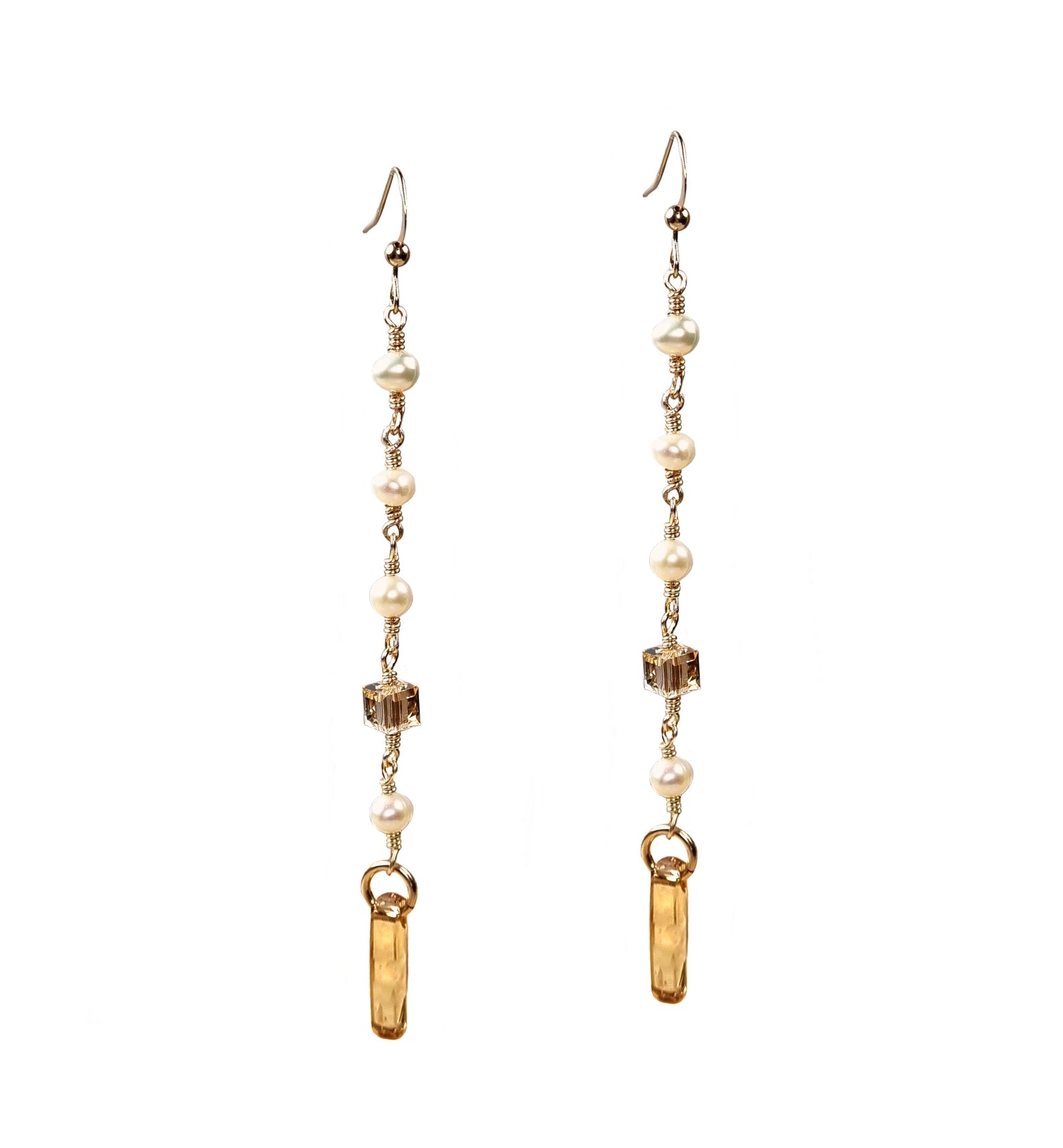 Christina pearl and crystal earrings 14K Gold Filled