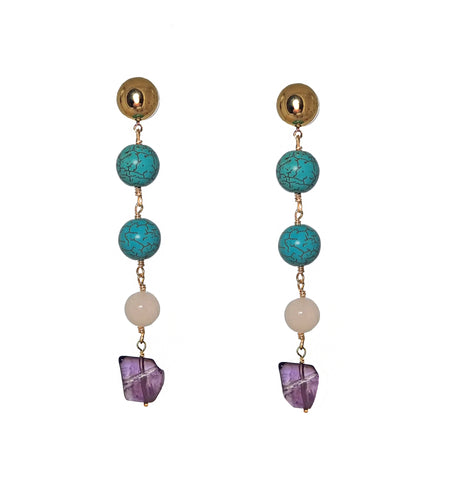 MARKELLA Turquoise and Amethyst Y Necklace