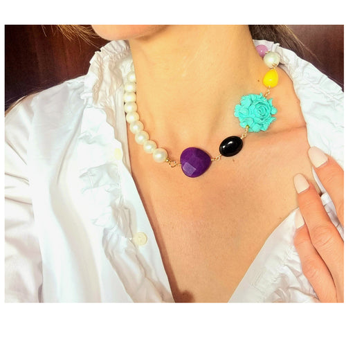 MARINA Pearl and Gemstone Choker