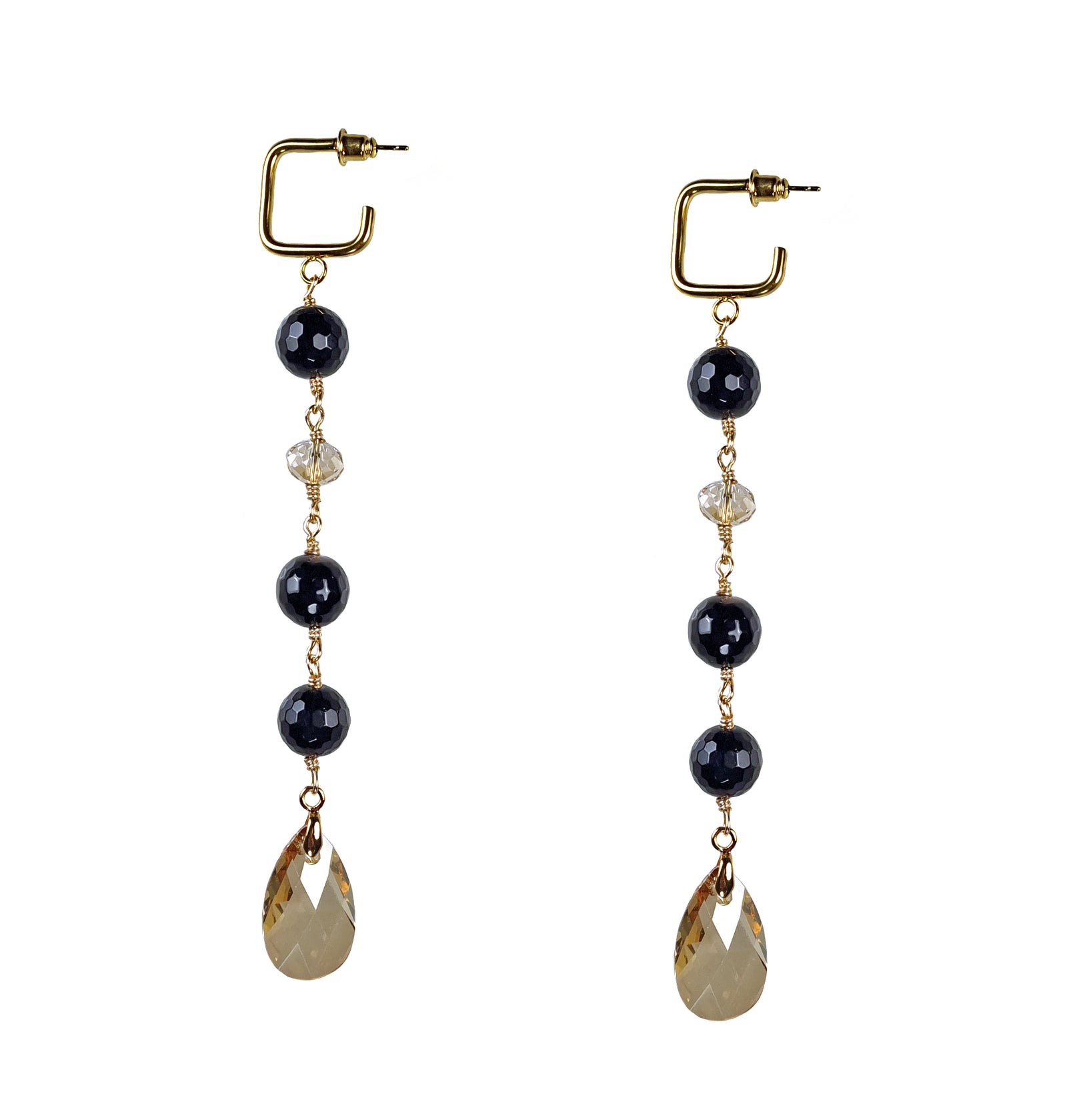 ANNA black gemstone and crystal earrings