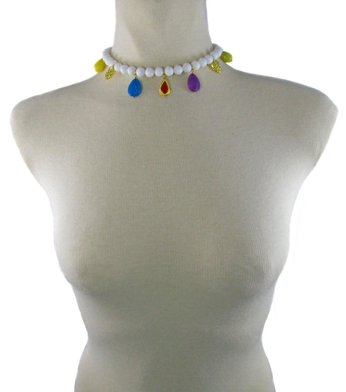 ARIA- White short Necklace with charms -maria-moyseos