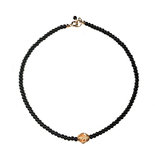 Celia Black Gemstone Choker with crystal -maria-moyseos