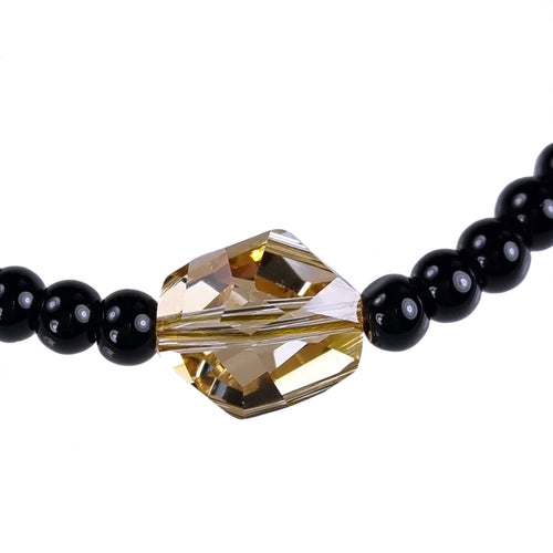 Celia Black Gemstone Choker with crystal -maria-moyseos