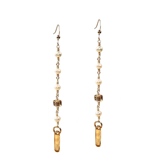 Christina pearl and crystal earrings 14K Gold Filled