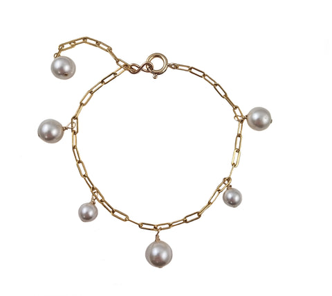 KLELIA Wooden cuff bracelet with pearls