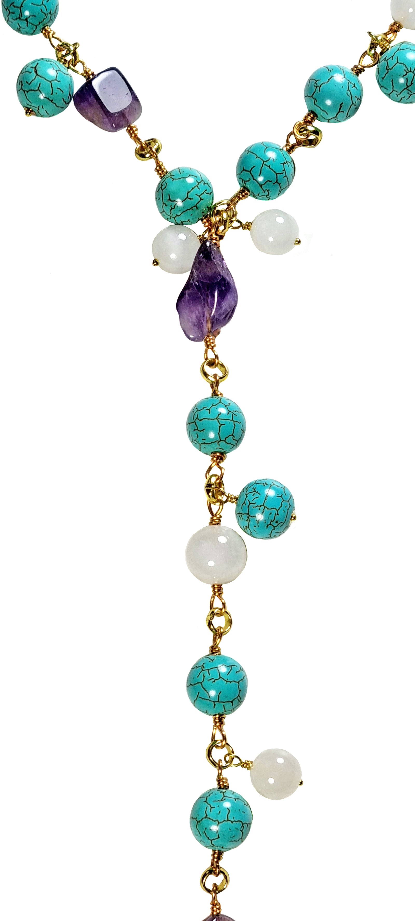 MARKELLA Turquoise and Amethyst Y Necklace