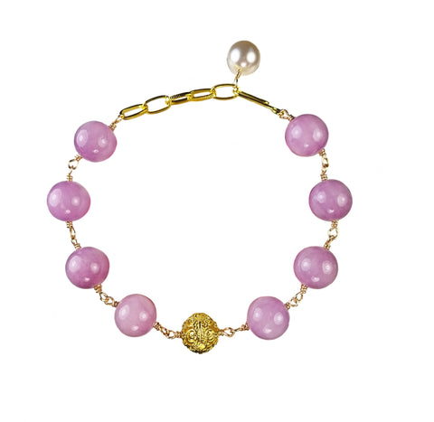 KLELIA Wooden cuff bracelet with pearls