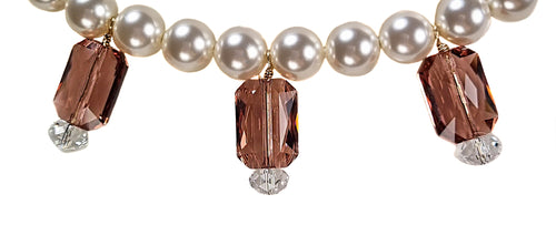 NEFELI Pearl choker with swarovski crystal charms