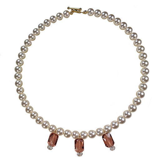 NEFELI Pearl choker with swarovski crystal charms