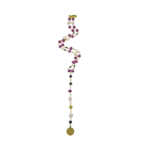 Victoria Gemstone long necklace -maria-moyseos