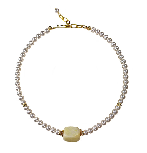 ZENA Crystal pearl collar necklace