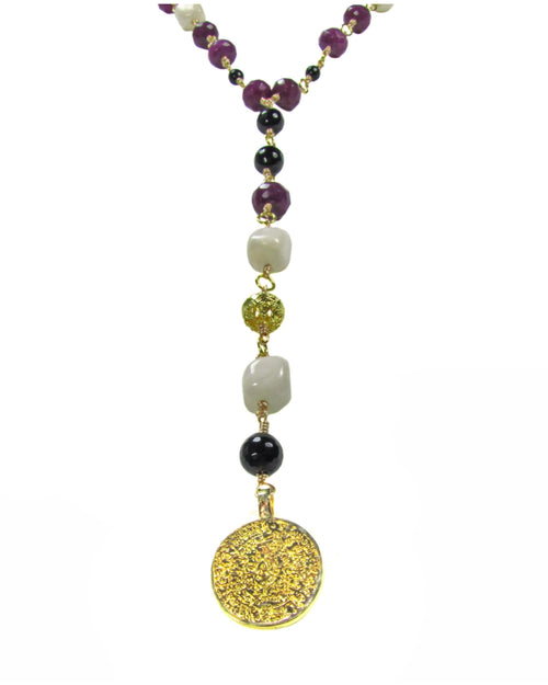 Victoria Gemstone long necklace -maria-moyseos