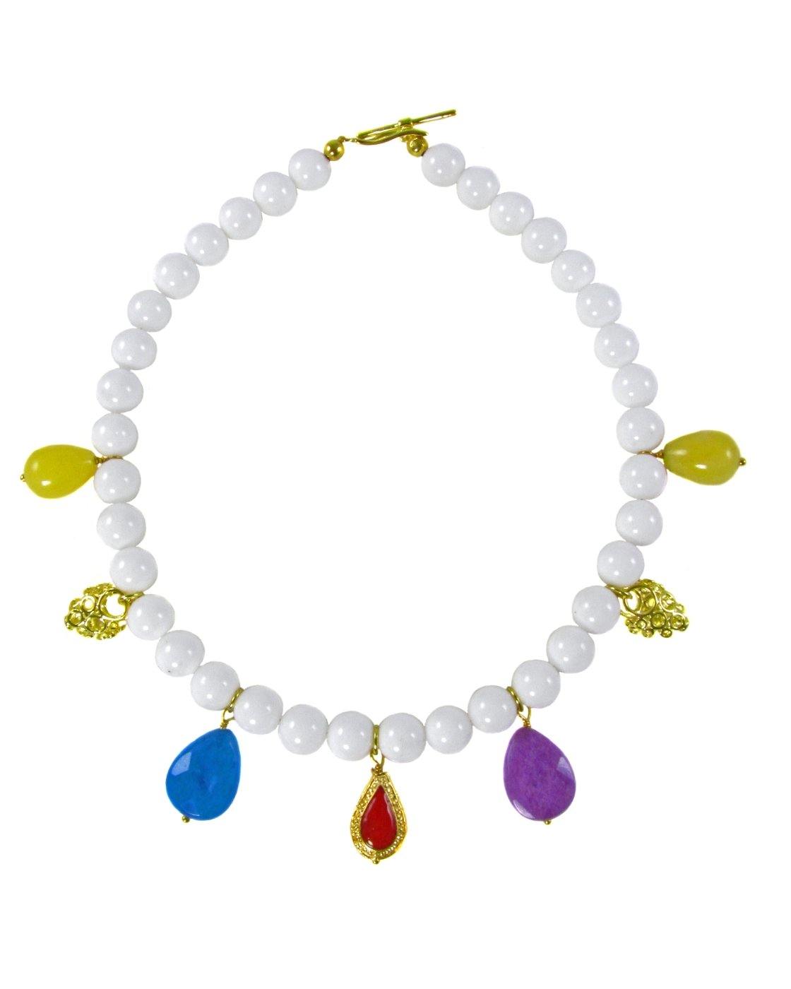ARIA- White short Necklace with charms -maria-moyseos