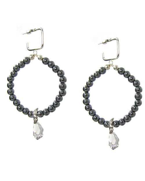 DENA Hematite Hoop Earrings -maria-moyseos